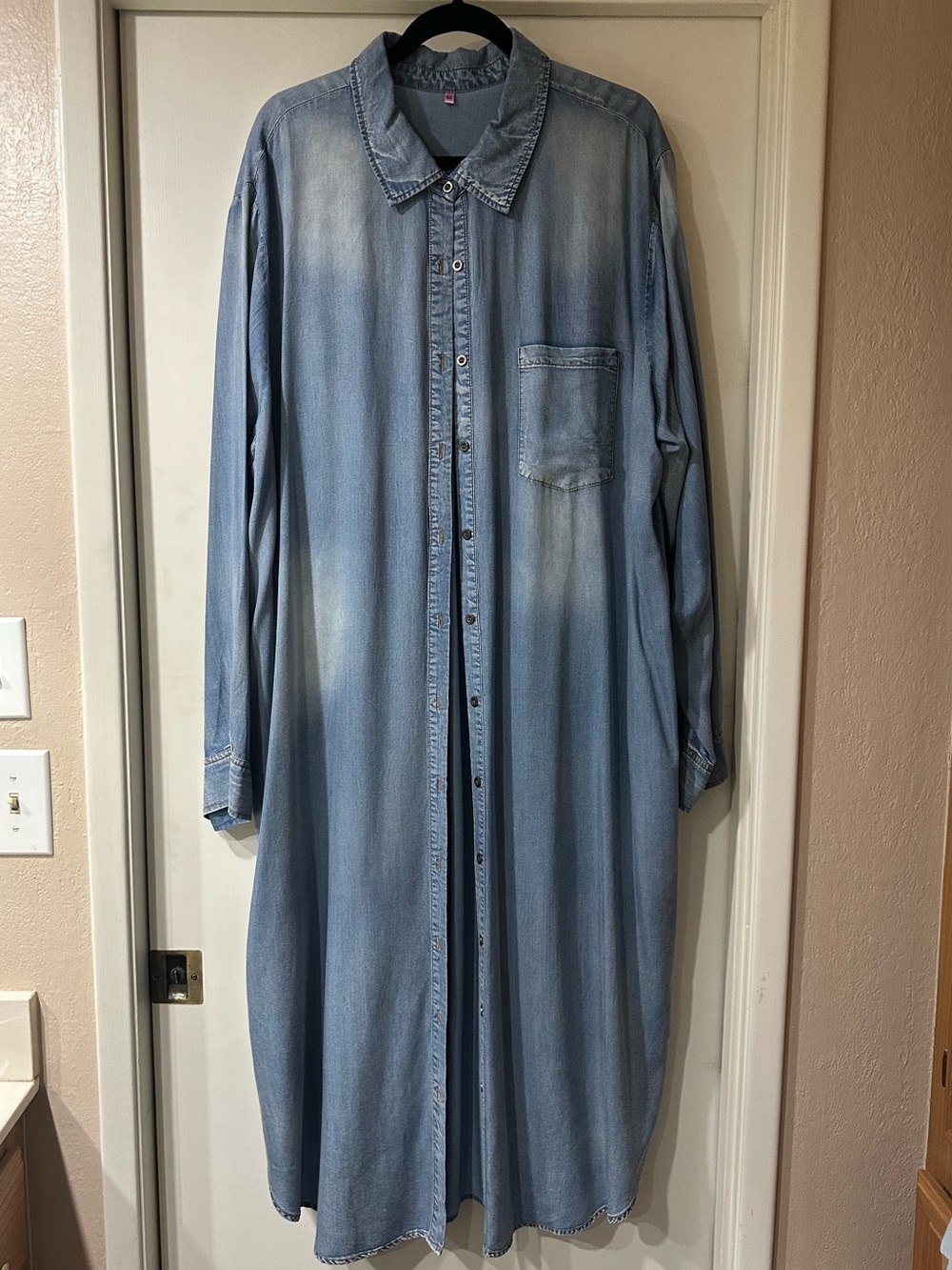 Brand Unknown Light Blue Denim Button-Down Shirt Dress